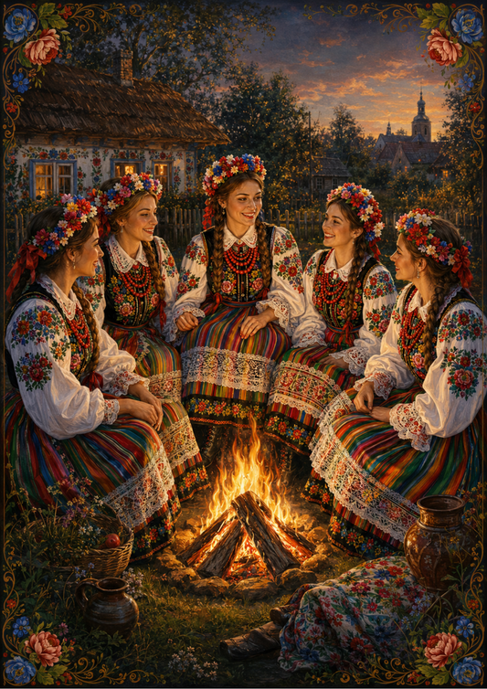 Sticker Sheet / Greeting Card – Polish Ladies in Traditional Folk Costumes Full Cat. No. 9829