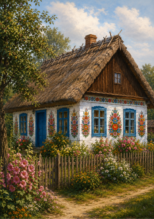 Sticker Sheet / Greeting Card – Old Traditional Polish Cottage Full Cat. No. 9830