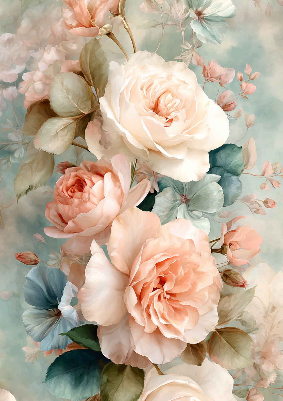 Sticker Sheet / Greeting Card – Pastel Roses Full Cat. No. 9832