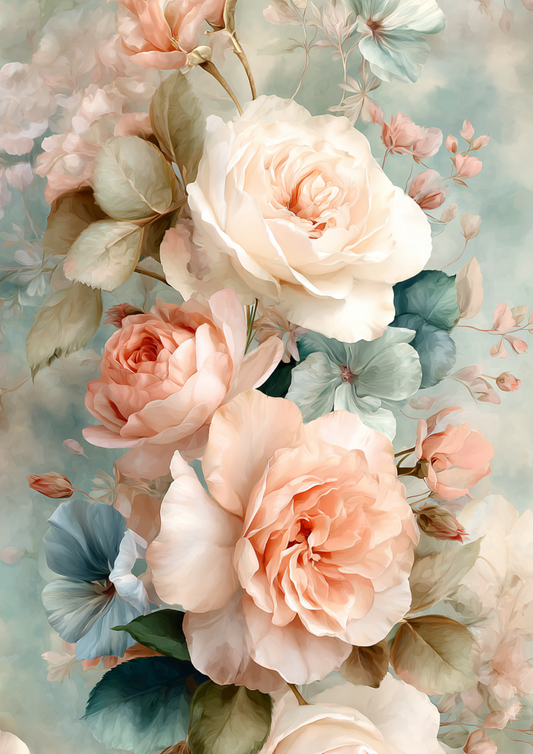 Sticker Sheet / Greeting Card – Pastel Roses Full Cat. No. 9832
