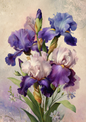 Sticker Sheet / Greeting Card – Elegant Purple Irises Cat. No. 9833