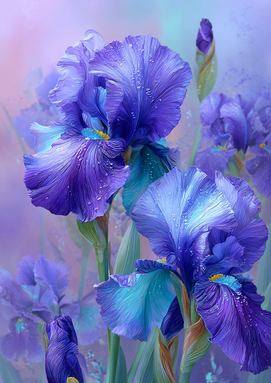 Sticker Sheet / Greeting Card – Graceful Iris Blossoms Full Cat. No. 9837