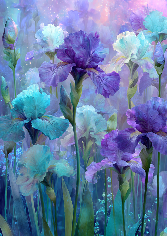 Sticker Sheet / Greeting Card – Graceful Iris Blossoms Full Cat. No. 9838