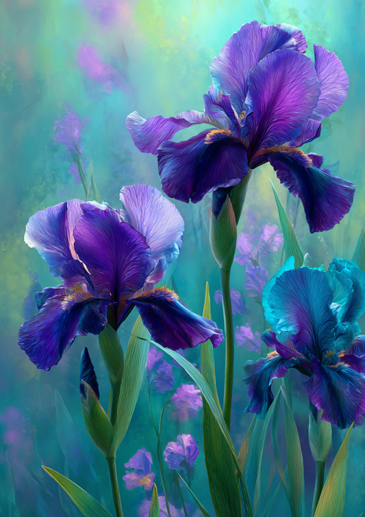 Sticker Sheet / Greeting Card – Graceful Iris Blossoms Full Cat. No. 9839