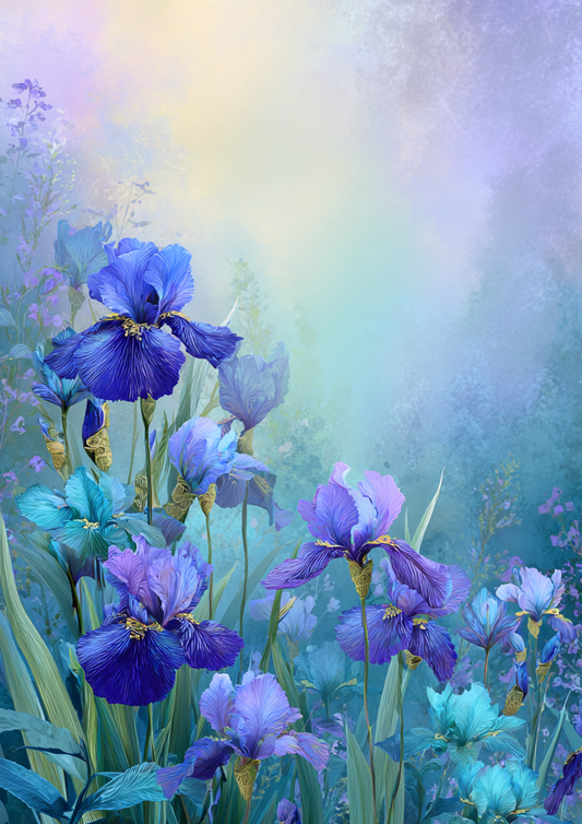 Sticker Sheet / Greeting Card – Graceful Iris Blossoms Full Cat. No. 9840