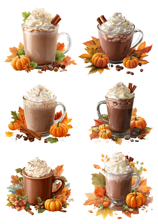 Sticker Sheet / Greeting Card – Cozy Hot Cocoa Mug Collage Cat. No. 9846