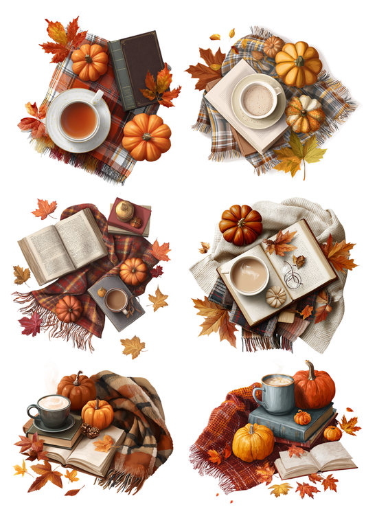 Sticker Sheet / Greeting Card – Autumn Cozy Scene in Forest Collage Cat. No. 9848