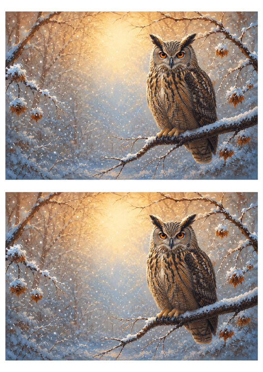 Sticker Sheet / Greeting Card – Majestic Owl on the Branch Full Cat. No. 9856