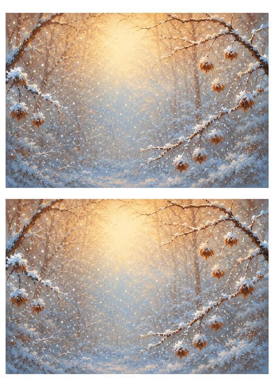 Sticker Sheet / Greeting Card – Snowy Winter Background Collage Cat. No. 9857