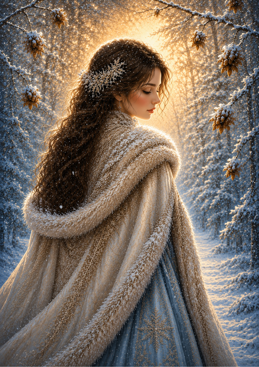 Sticker Sheet / Greeting Card – Woman in the Snowy Forest Full Cat. No. 9859