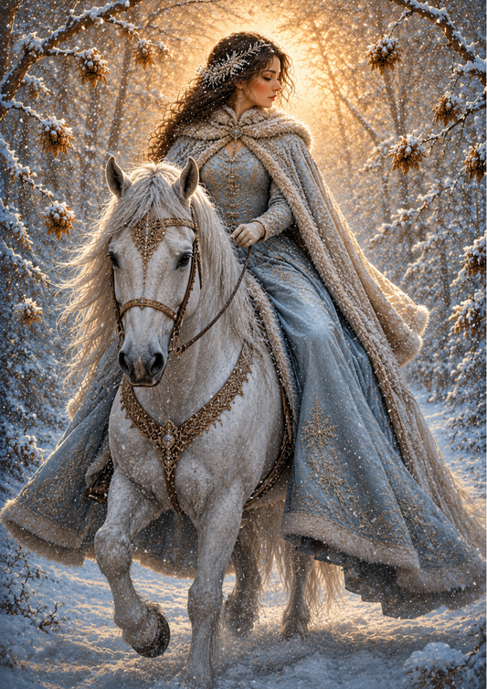 Sticker Sheet / Greeting Card – Winter Princess on Horseback Full Cat. No. 9860