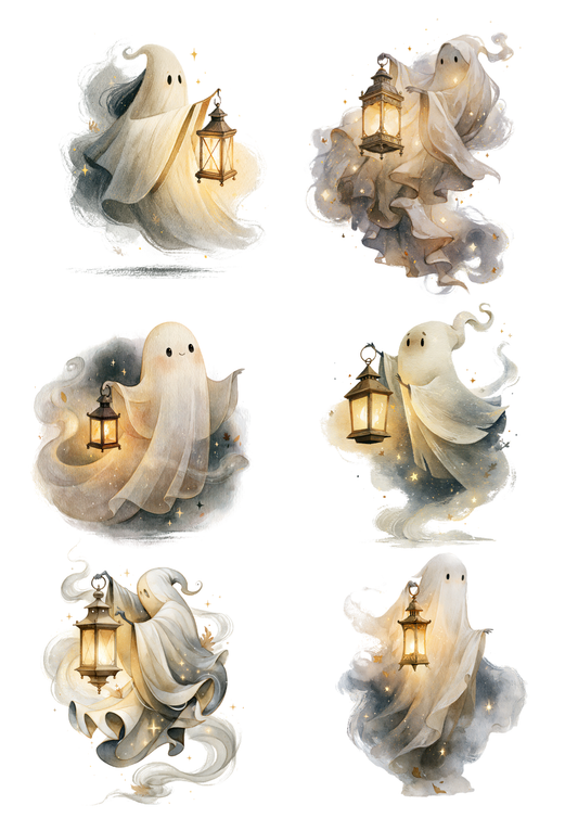 Sticker Sheet / Greeting Card – Halloween Ghost Collage Cat. No. 9876