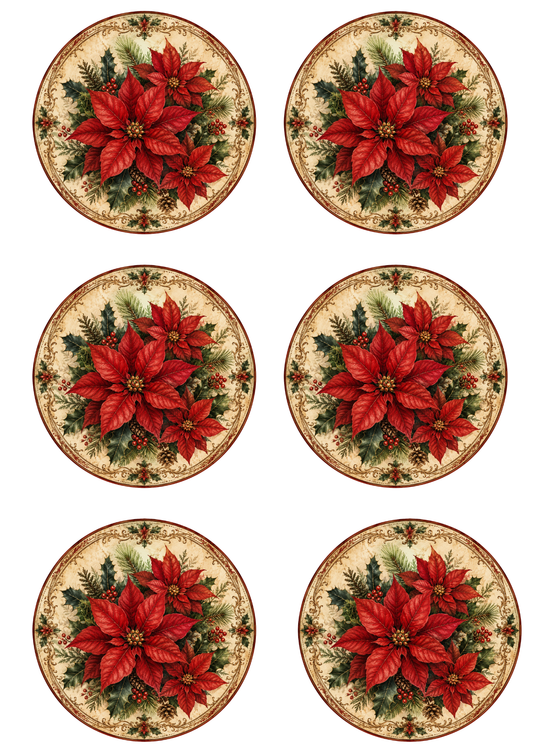 Sticker Sheet / Greeting Card – Vintage Christmas Circle Collage Cat. No. 9937
