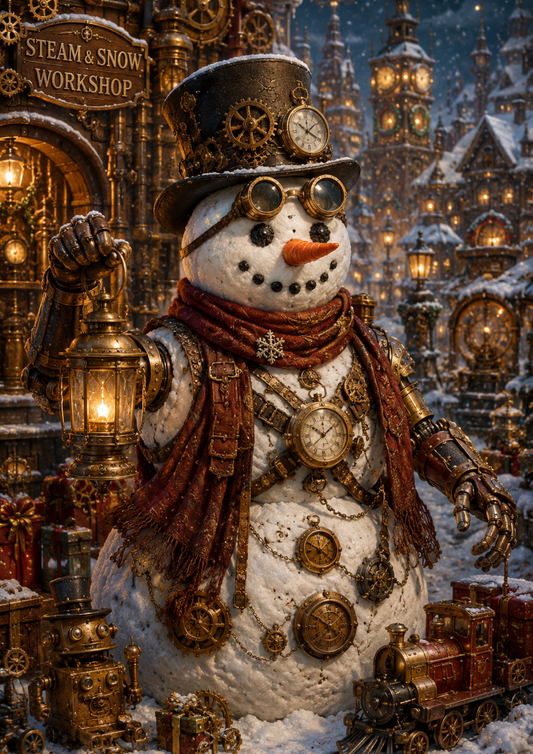 Sticker Sheet / Greeting Card – Steampunk Snowman Full Cat. No. 9940