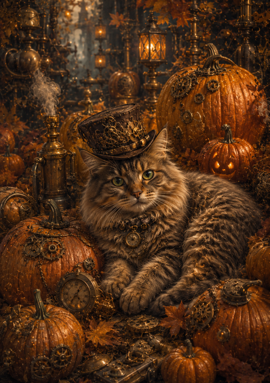 Sticker Sheet / Greeting Card – Halloween Cat in Hat Full Cat. No. 9945