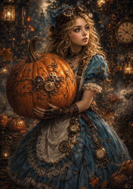 Sticker Sheet / Greeting Card – Alice and Halloween Pumpkin Full Cat. No. 9946