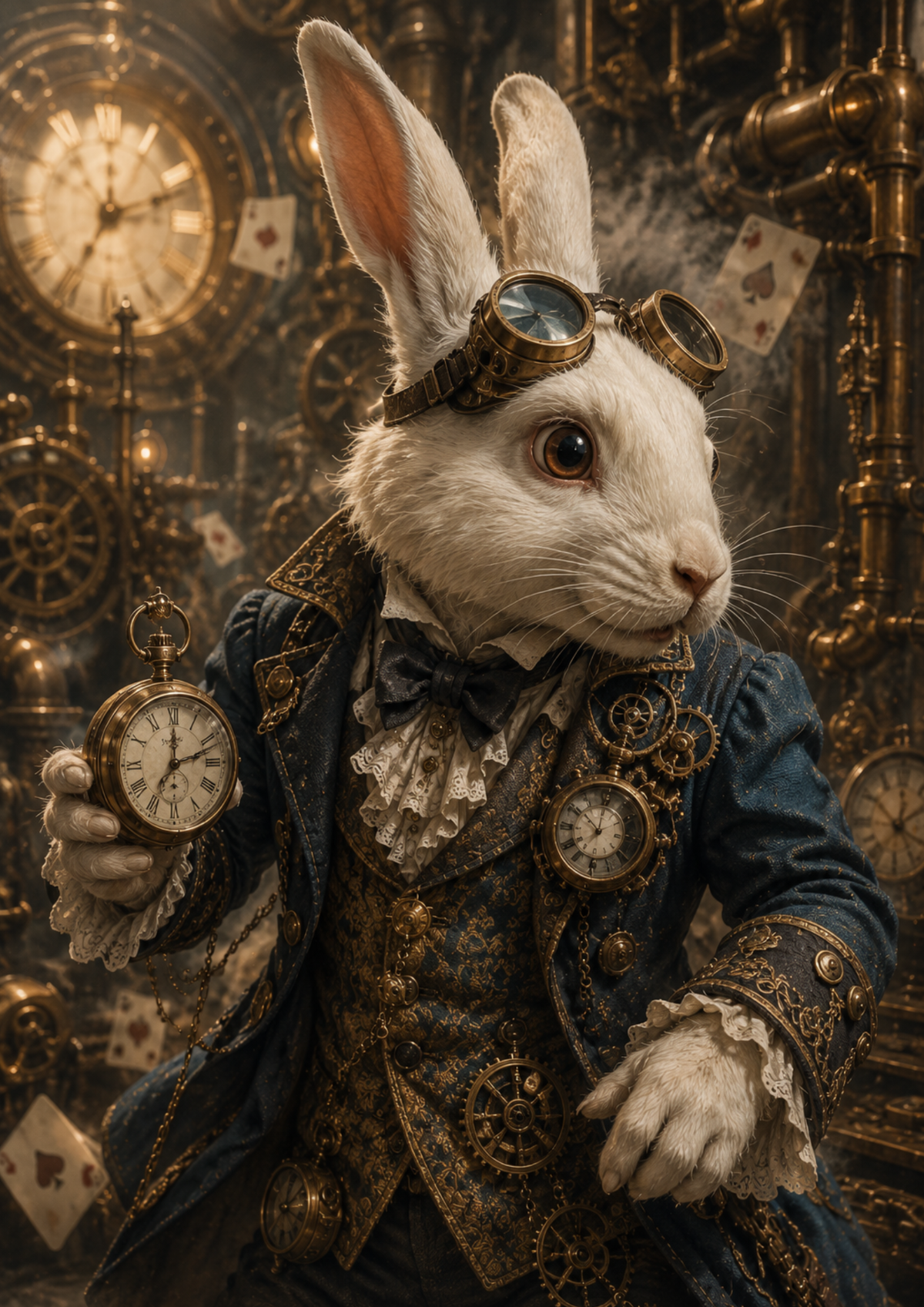 Sticker Sheet / Greeting Card – Steampunk White Rabbit Full Cat. No. 9947
