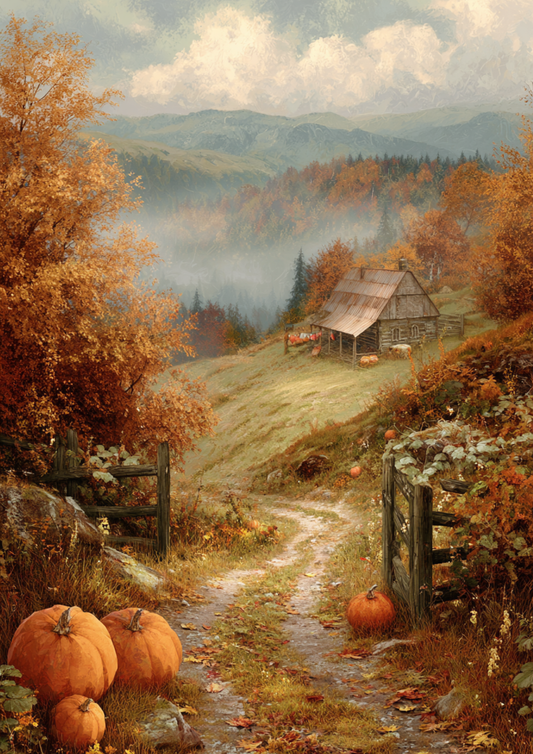 Sticker Sheet / Greeting Card – Autumn Cottage Retreat Full Cat. No. 9964