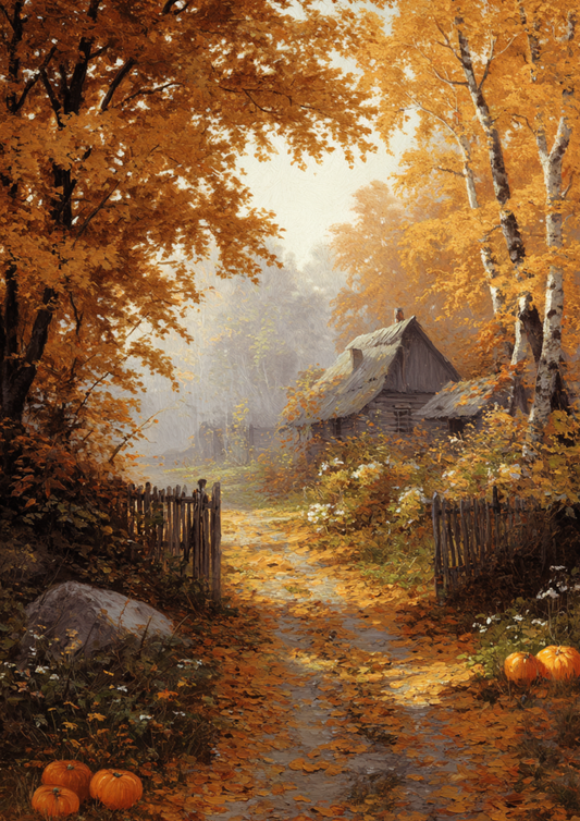 Sticker Sheet / Greeting Card – Autumn Cottage Retreat Full Cat. No. 9965