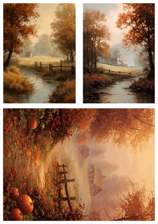 Sticker Sheet / Greeting Card – Whispers of Golden Autumn Collage Cat. No. 9968