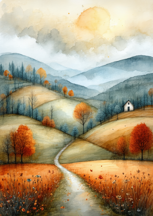 Sticker Sheet / Greeting Card – Autumn Landscape Full Cat. No. 9979