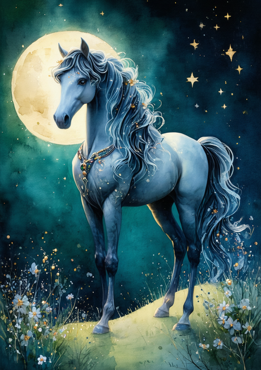 Sticker Sheet / Greeting Card – Collage Mystic Blue Stallion Cat. No. 9983