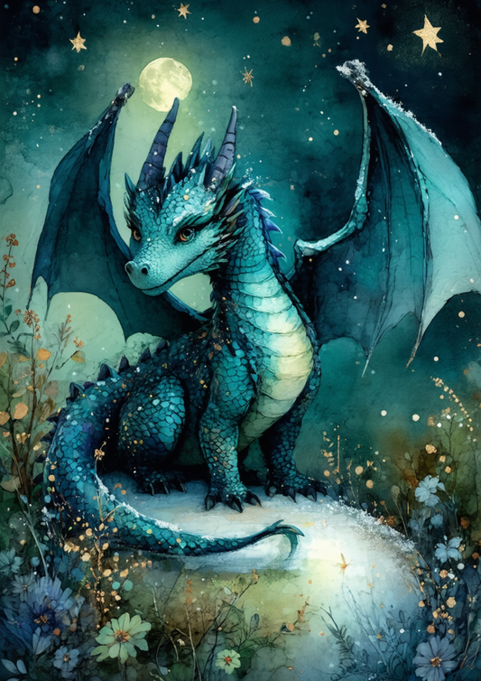 Sticker Sheet / Greeting Card – Mystic Blue Dragon Full Cat. No. 9986