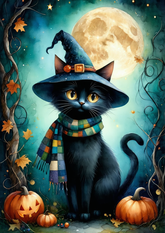 Sticker Sheet / Greeting Card – The Enchanted Halloween Cat Full Cat. No. 9993