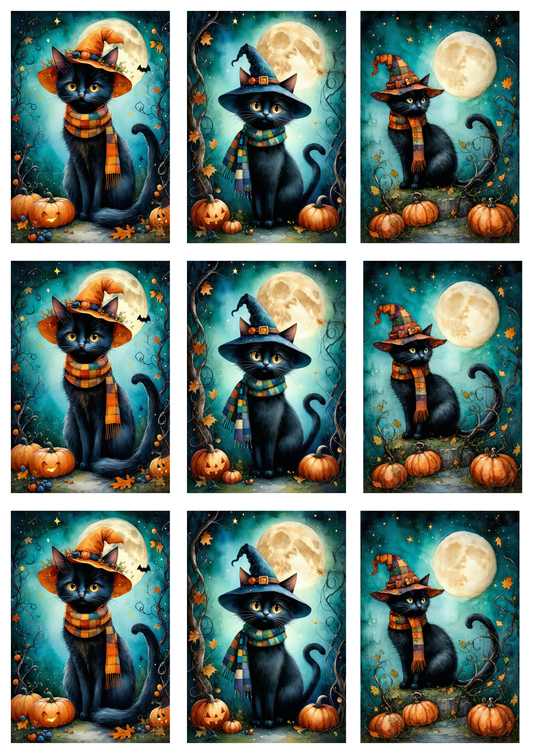 Sticker Sheet / Greeting Card – The Enchanted Halloween Collage Cat. No. 9997