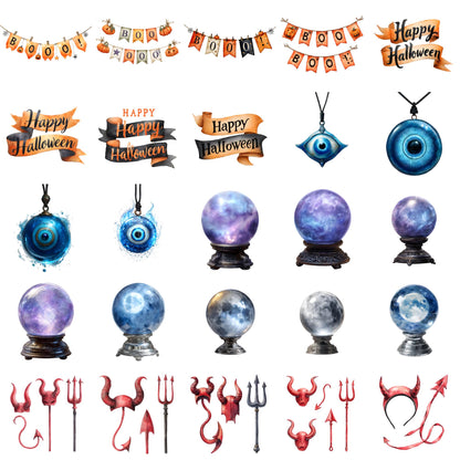 Watercolor Halloween Clipart Bundle: 70 PNG Additional Elements (Digital Download)