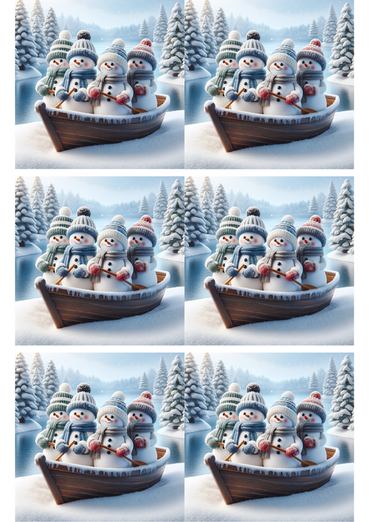 Sticker Sheet Snowmen In A Boat 6 Collage Cat. No. 1489