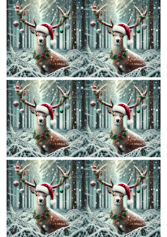Sticker Sheet Christmas Deer In The Forest Collage Cat. No. 1789