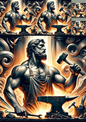 Wall Art Poster / Greeting Card / Sticker Sheet – Hephaestus Collage Cat No. 911
