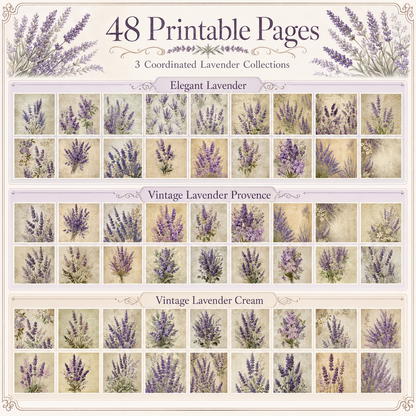 Lavender Printables & Clipart Bundle – 84 Digital Files, 48 A4 Sheets + 36 Cliparts for Crafts (Instant Download)