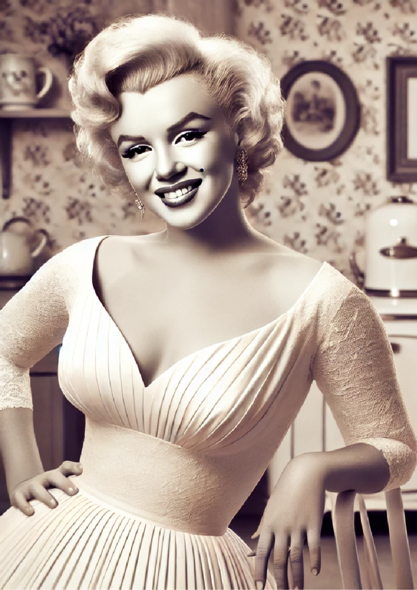 Klistremerkeark Marilyn Monroe i hvit kjole, hel kat. nr. 1346