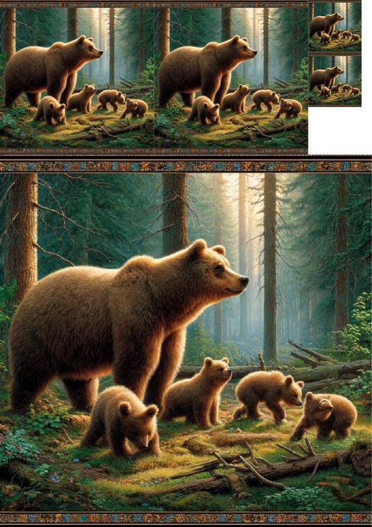 Sticker Sheet – Grizzly Bears In The Forest Full Cat. No. 1129