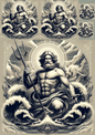 Stickerbogen – Poseidon Collage Katze Nr. 955