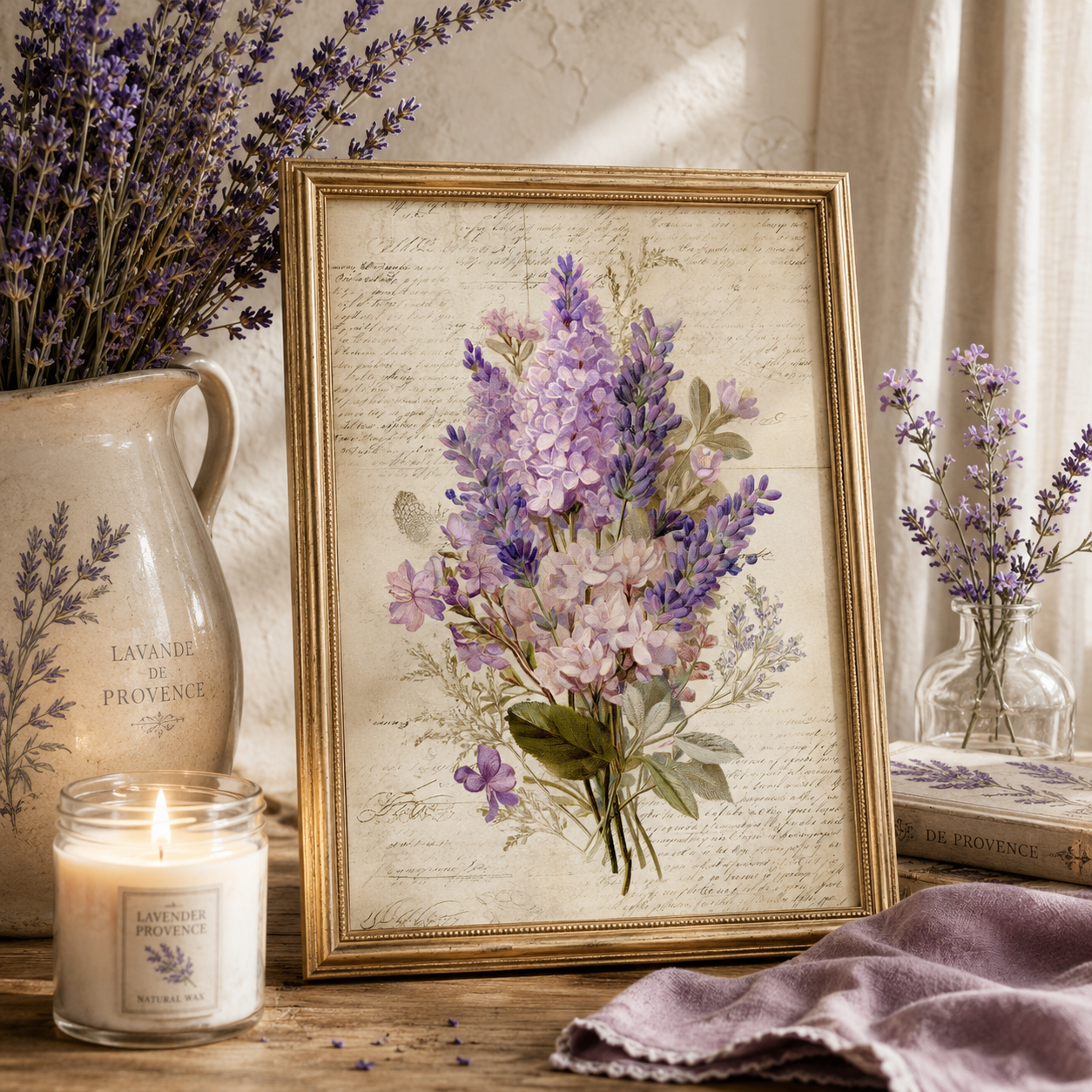 Vintage Lavender Printable Design Sheets – 16 A4 Digital Pages for Crafts (Instant Download)