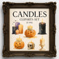 Halloween Candles Clipart Set – 25 PNG – Transparent Background – Watercolor Style – 300 DPI – High Resolution