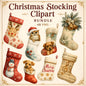 Watercolor Christmas Stockings Clipart Set: 48 PNG Designs with Transparent Background