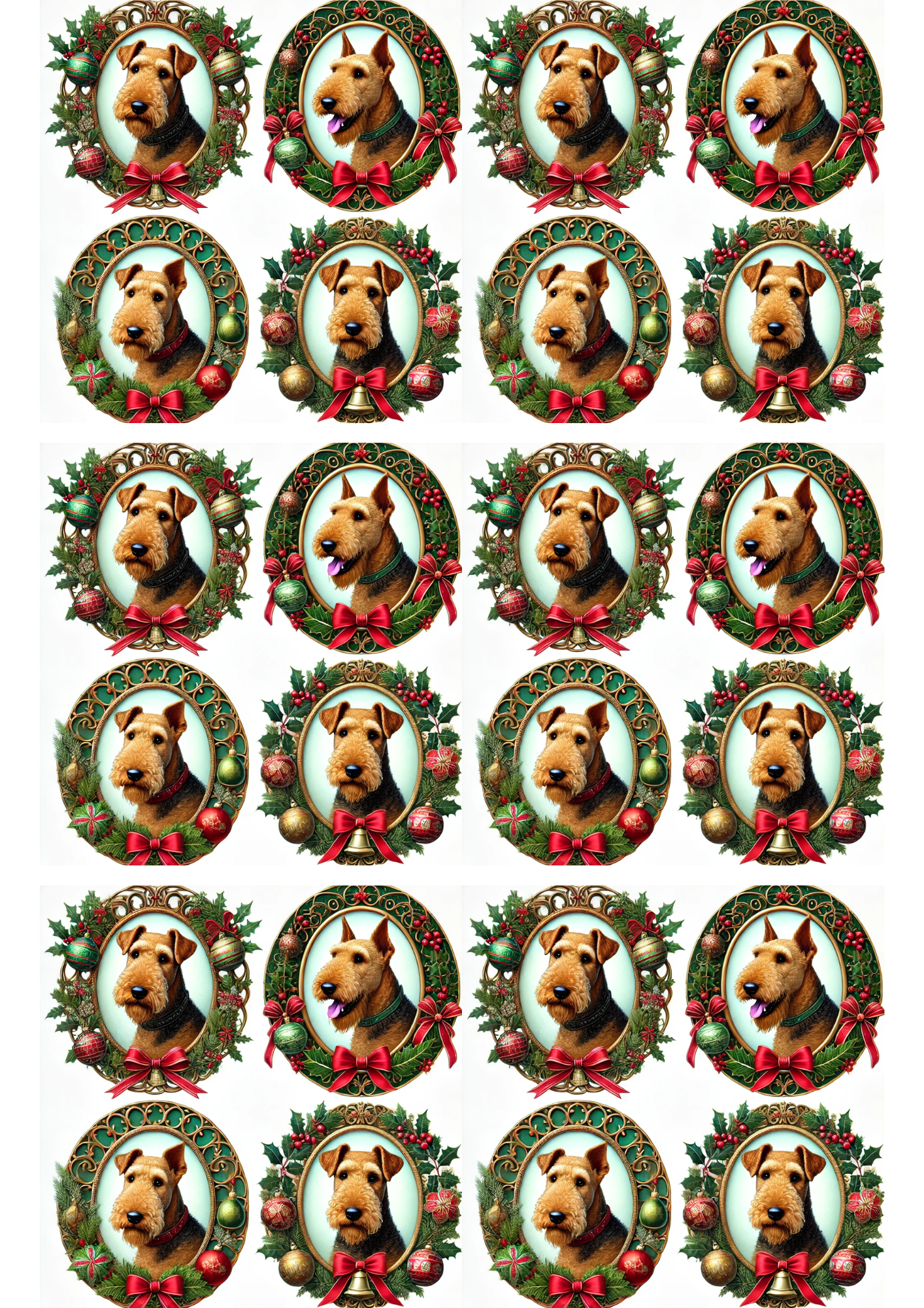 Sticker Sheet – Airedale Terrier In Ovals Collage Cat. No. 2935