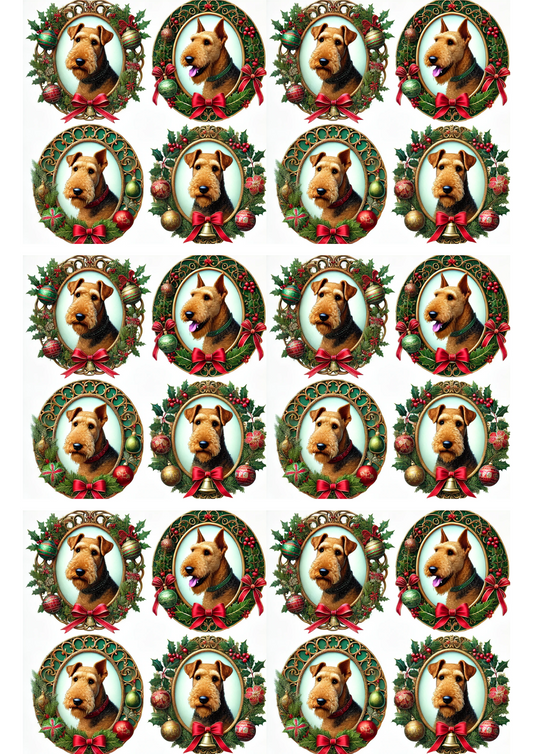 Sticker Sheet – Airedale Terrier In Ovals Collage Cat. No. 2935