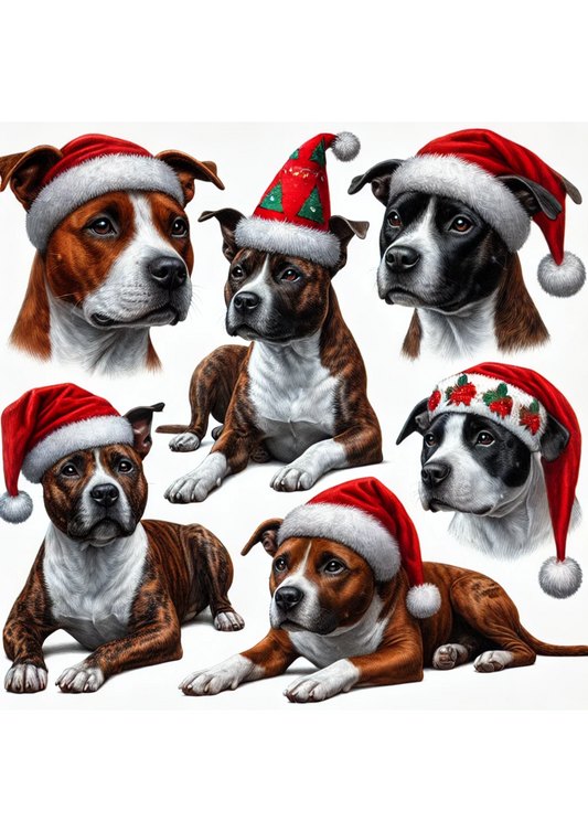 Sticker Sheet – Amstaffs In Christmas Hats Full Cat. No. 2940