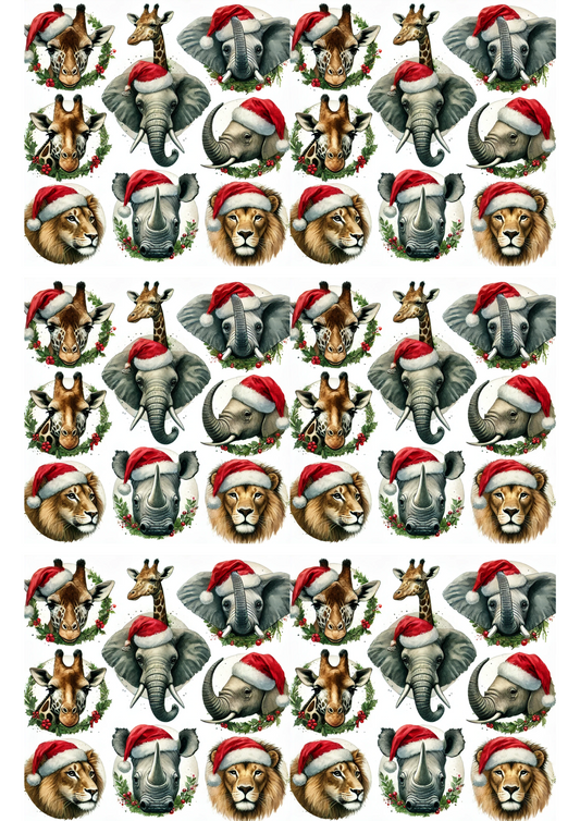 Sticker Sheet – Animals In Christmas Hats 2 Collage Cat. No. 2943