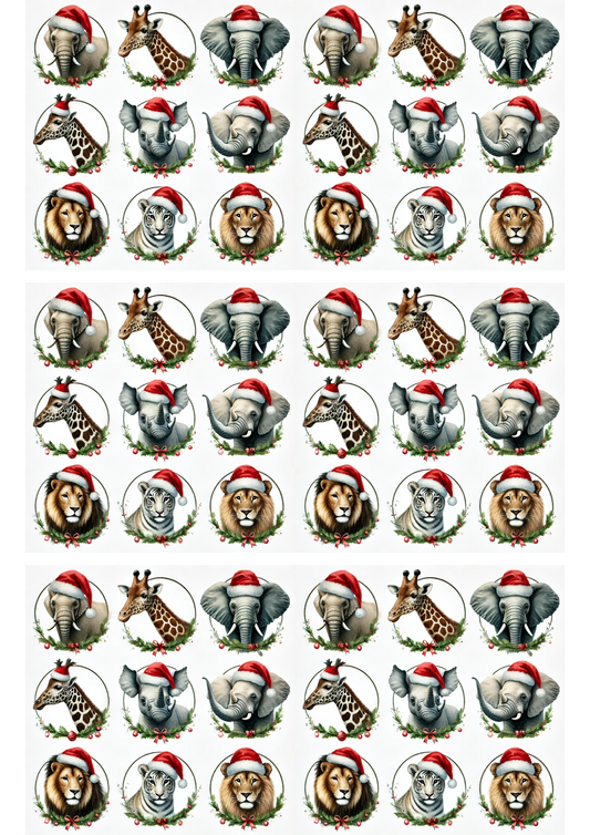 Sticker Sheet – Animals In Christmas Hats Collage Cat. No. 2941
