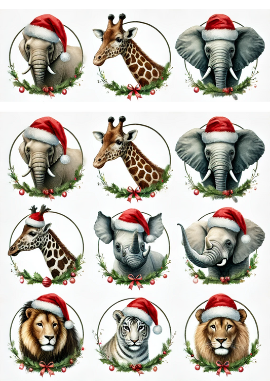 Sticker Sheet – Animals In Christmas Hats Full Cat. No. 2942