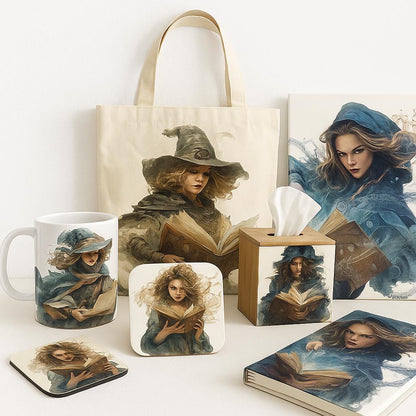 Watercolor Halloween Witch With Book Clipart Bundle: 16 PNG Files (Digital Download)
