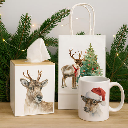 Stickerbogen – Aquarell Weihnachts-Rentier-Clipart-Set: 48 PNG-Designs