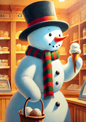 Stickerbogen Schneemann isst Eiscreme, voll, Kat.-Nr. 1745