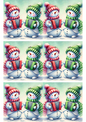 Stickerbogen Schneemann spielt Mundharmonika Collage Kat. Nr. 1850
